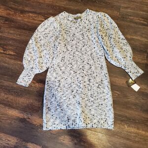 NWT Melonie Size Large Grey Sweater Dress with Puffed Sleeves